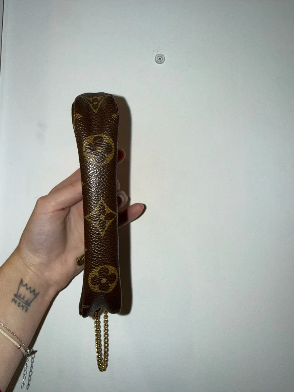 Louis Vuitton Mini Pochette Accessoires Brown Monogram with Gold Chain